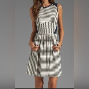 Rebecca Taylor Navy Striped Sleeveless Dress